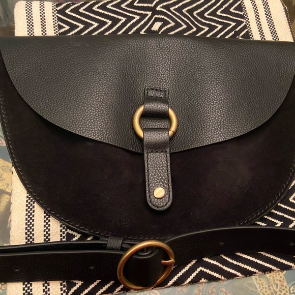 Banana Republic Black Leather & Suede With Statement Hardware Belt Bag - Picture 4 of 7